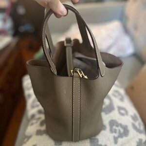Small Taupe Leather Tote